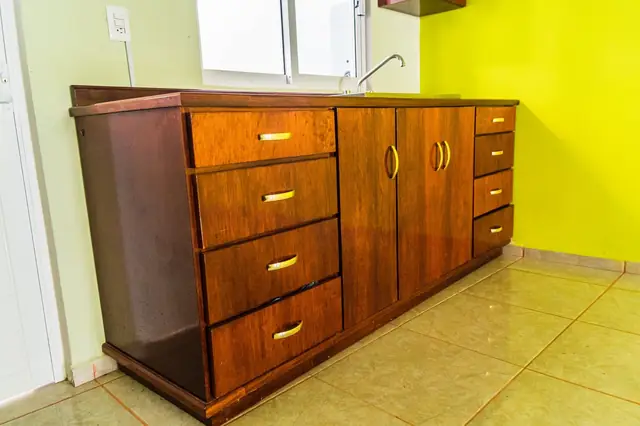 Cocina lineal en madera barnizada — foto 2